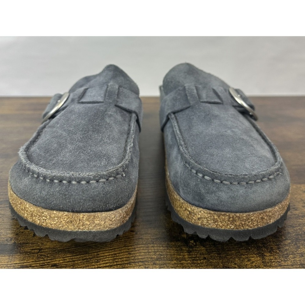 Birkenstock Buckley Blue Grey Suede Clog Cork Shoes Size 41 Women's 10 Men's 8 - Picture 6 of 14